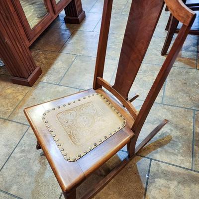 Small Antique Rocker with Leather Seat