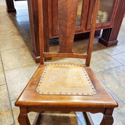 Small Antique Rocker with Leather Seat