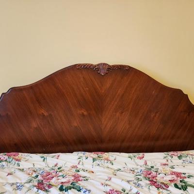 Full Size Mahogany Four Poster Bed with Mattress and Springs