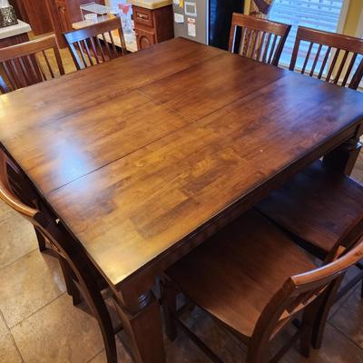 Square Pub Height Dining Table with 8 Chairs