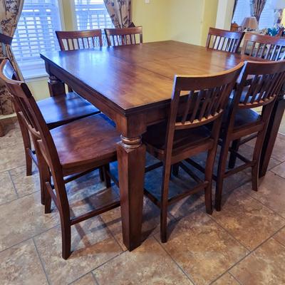 Square Pub Height Dining Table with 8 Chairs