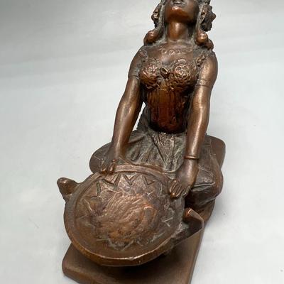 Antique Art Nouveau Bronze Egyptian Woman Incense Burner Weidlich Bros. WB Statue