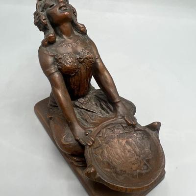 Antique Art Nouveau Bronze Egyptian Woman Incense Burner Weidlich Bros. WB Statue
