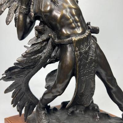 Vintage 1991 Franklin Mint Native American Starshooter by Lincoln Fox Indian Bronze Statue with Provenance & COA