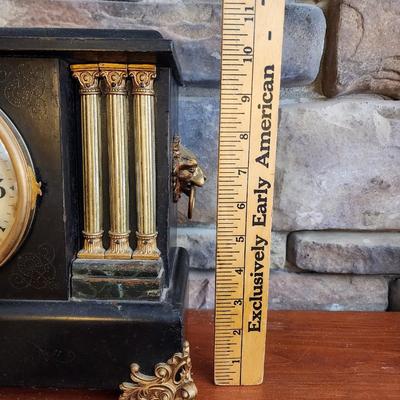 Antique Ingraham Mantel Clock with Bronze Detail