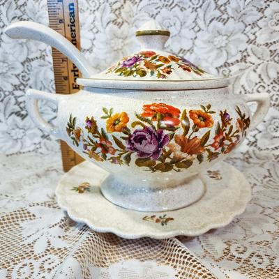 Vintage California Pottery Floral Tureen