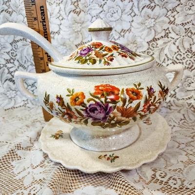 Vintage California Pottery Floral Tureen