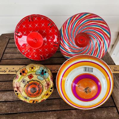 Four Vintage Spinning Top Toys