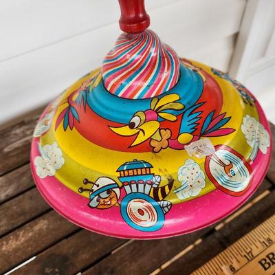 Four Vintage Spinning Top Toys