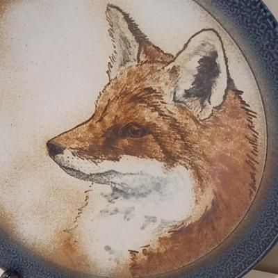 Colorful Charlie Teft Pottery Fox Themed Pottery Plate