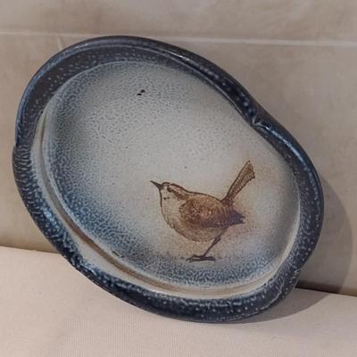 Whimsical Charlie Teft Pottery Bird Themed Pottery Bowl