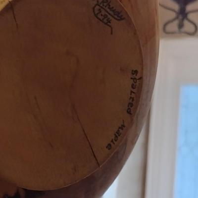 Hand Turned Spalted Maple Wood Bowl Signed by Artist