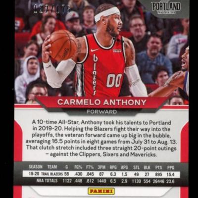CARMELO ANTHONY PINK ICE PRIZM
