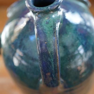 KIM T BLACK FOLK ART POTTERY FACE JUG  2001