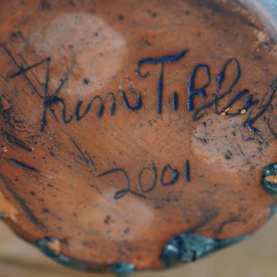 KIM T BLACK FOLK ART POTTERY FACE JUG  2001