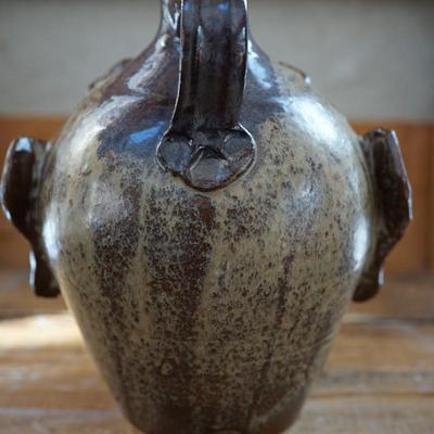 HAND CRAFTED FOLK ART "UGLY " FACE HANDLED JUG SIGNED SKINNER DATED 2005