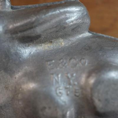 ANTIQUE PEWTER ICE CREAM MOLDS EASTER RABBIT AND EGG