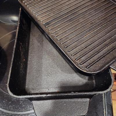 2-in-1 Cast Iron Dutch Oven with Grill/Cover and Casserole Dish