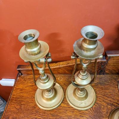 Pair of Antique Nautical Gimbal Candlesticks