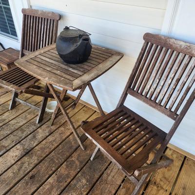 Small Outdoor Folding Table with Two Chairs