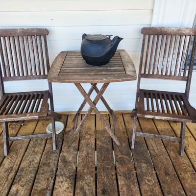 Small Outdoor Folding Table with Two Chairs