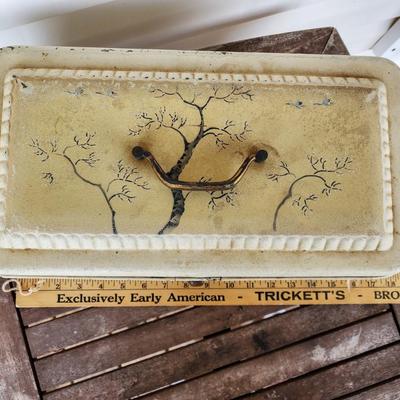 Vintage German Porcelain Enamel Hinged Breadbox