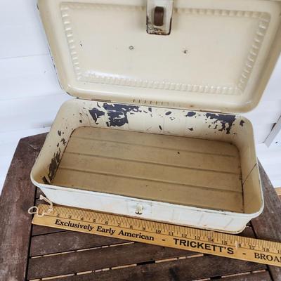 Vintage German Porcelain Enamel Hinged Breadbox