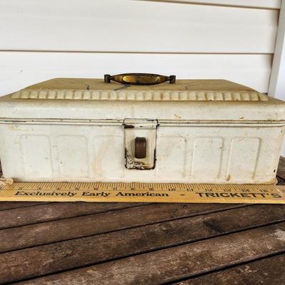 Vintage German Porcelain Enamel Hinged Breadbox