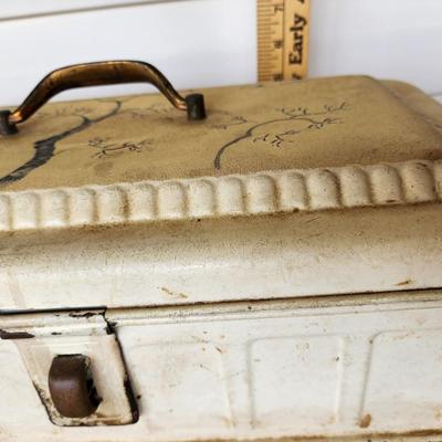 Vintage German Porcelain Enamel Hinged Breadbox