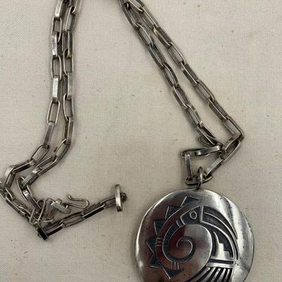 Native American sterling silver pendant and chain