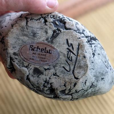 Signed Vintage Carved Stone Duck
