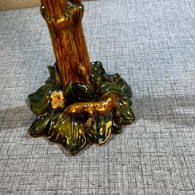 Antique Majolica Candle Stick with Salamander at base