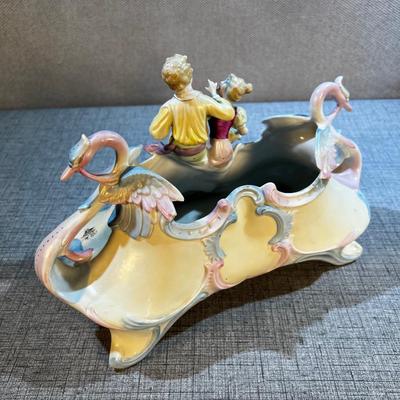 Antique Conte & Boehme Porcelain Dish with Birds and Lovers