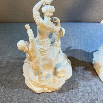 (2) White Porcelain Figurines, (Probably Keiser) 