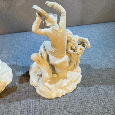 (2) White Porcelain Figurines, (Probably Keiser) 