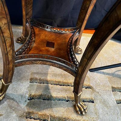 Griffin Foot, Marble Top, Brass Inlay Round Entry Table 