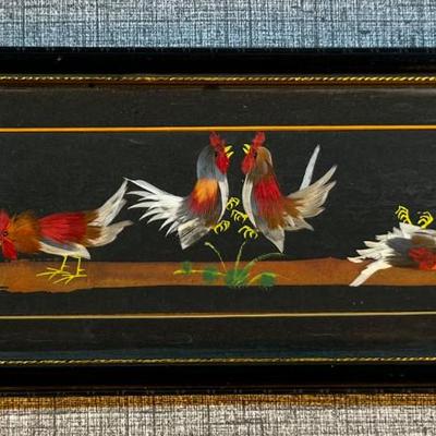 Feather Fighting Cocks, Art Dated 1936 