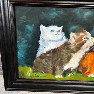 Oil Painting of Kittens with a Fish, By Deb Eastman