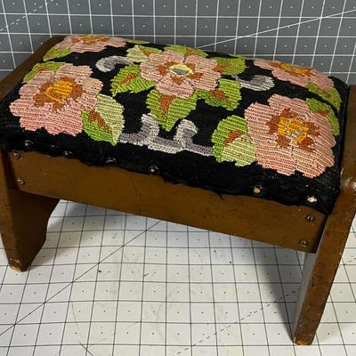 Antique Foot Stool Upholstered Cushion 