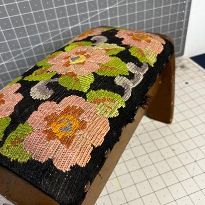 Antique Foot Stool Upholstered Cushion 