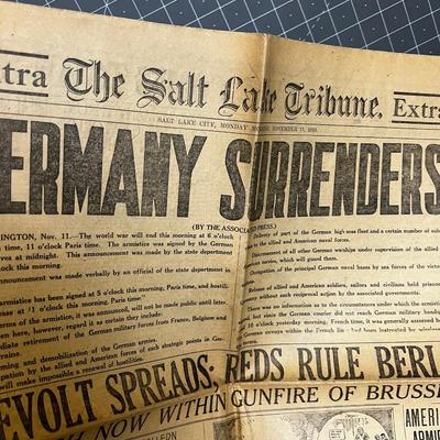 Germany Surrenders 1918 Salt Lake Tribune -