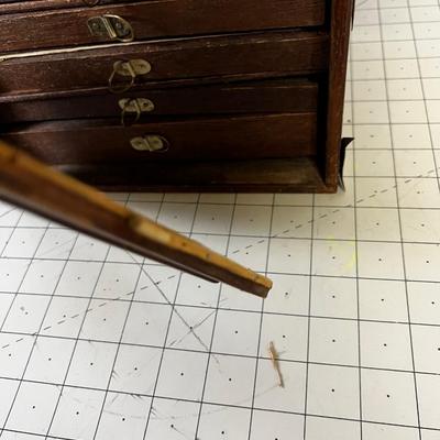 Antique MAH JONG Game Set in Teak Box with Brass 