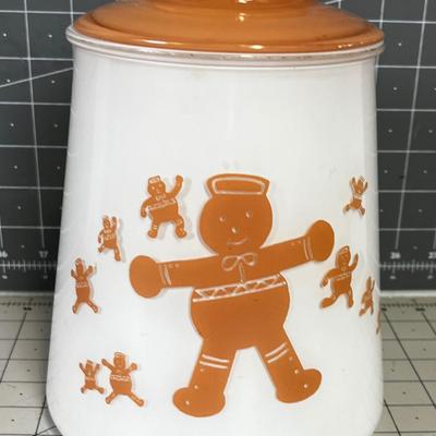 Gingerbread Boy Glass Cookie Jar 