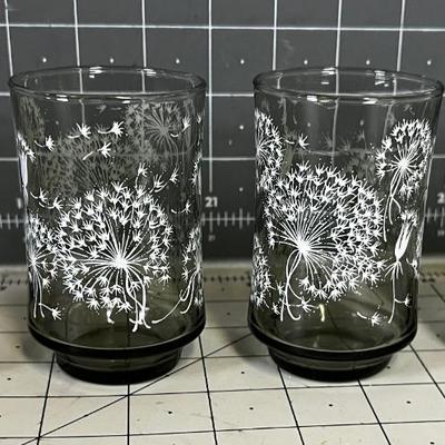 Most Darling Dandelion Glasses by Libby 1970's 