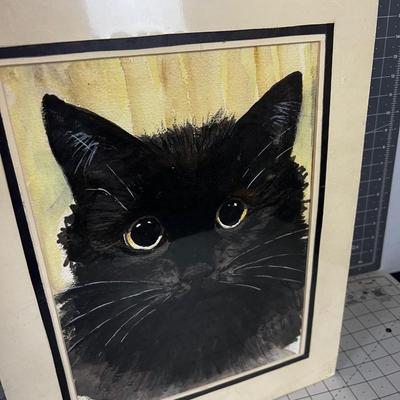 Watercolor of a Black Cat by Grace Davis 