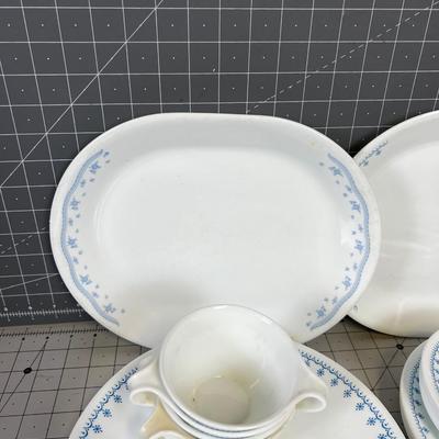 Blue Corelle Partial Set of Dishes