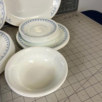 Blue Corelle Partial Set of Dishes