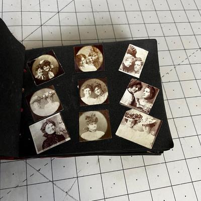 Red Leather Cover Antique Photo Album Victorian Ladies