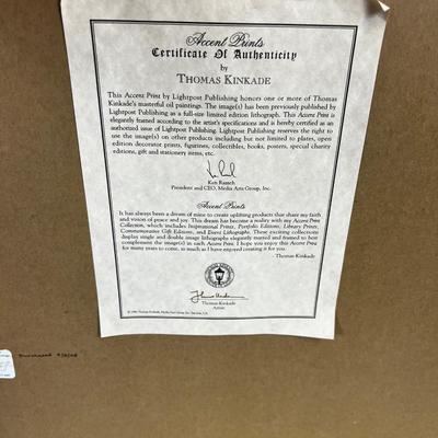 Thomas Kinkade Picture "Beside Still Waters" COY included.  Print Framed. Lovely