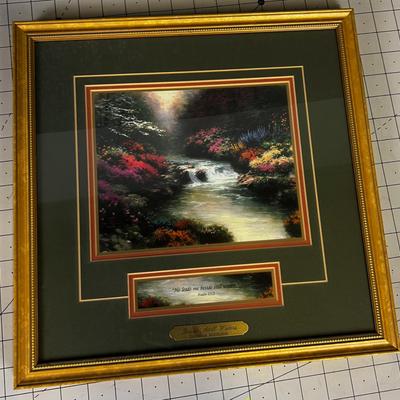 Thomas Kinkade Picture "Beside Still Waters" COY included.  Print Framed. Lovely